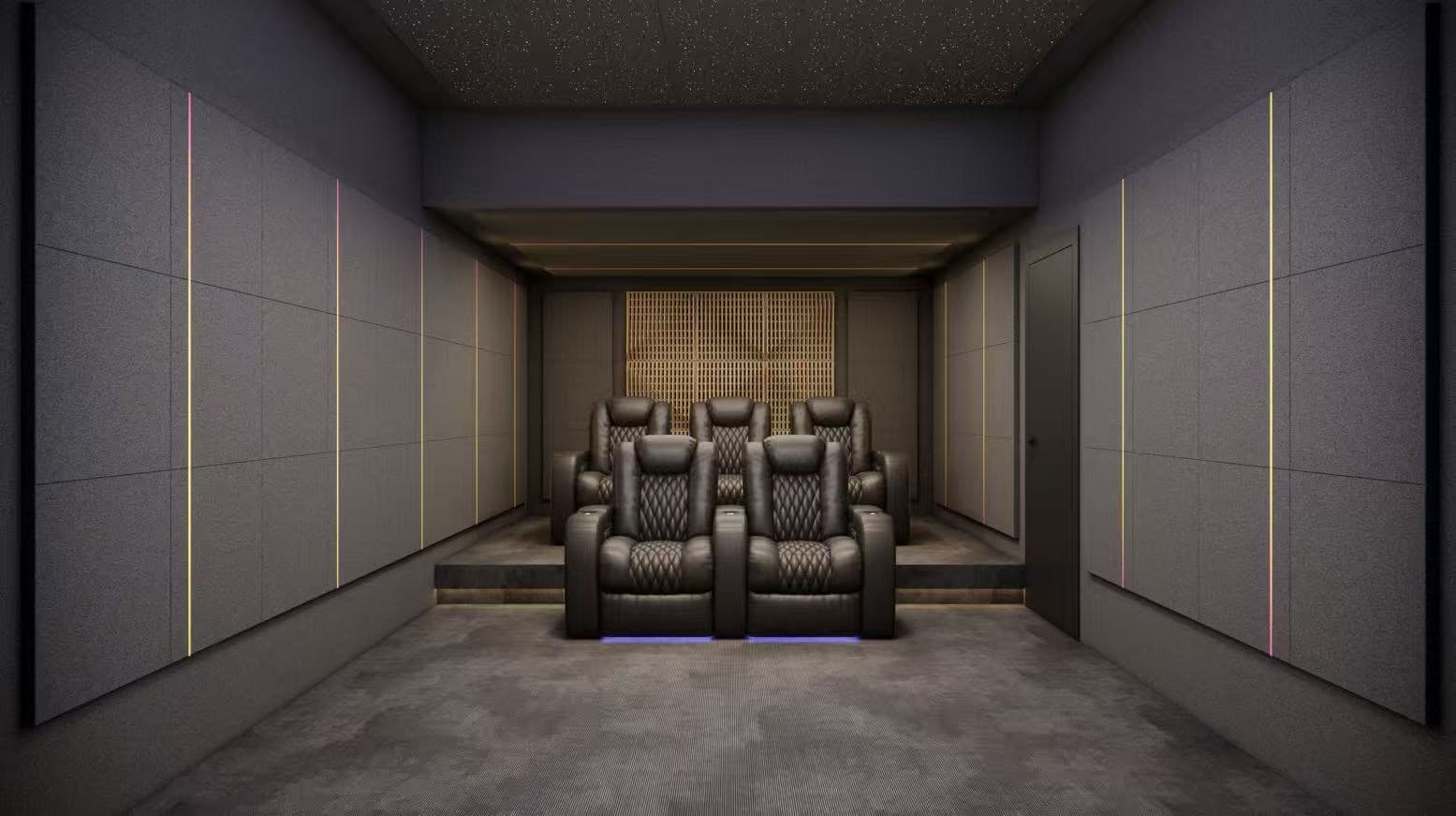 CineLuxe finished cinema room — seating perspective