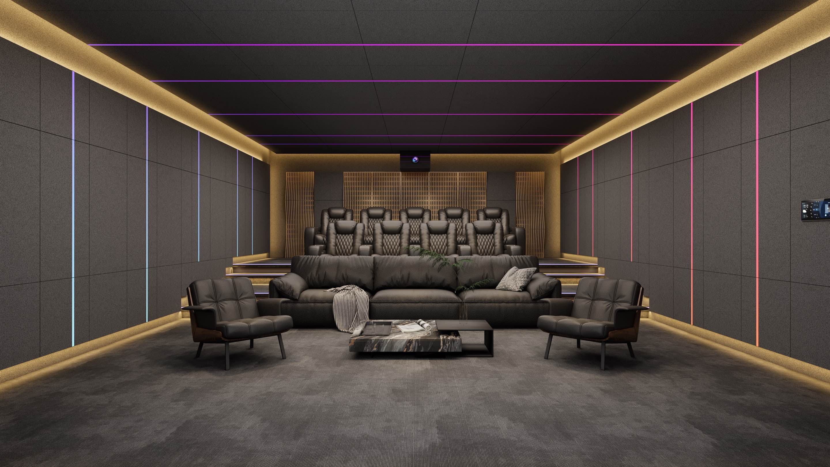 CineLuxe bass trap and diffuser panel configuration